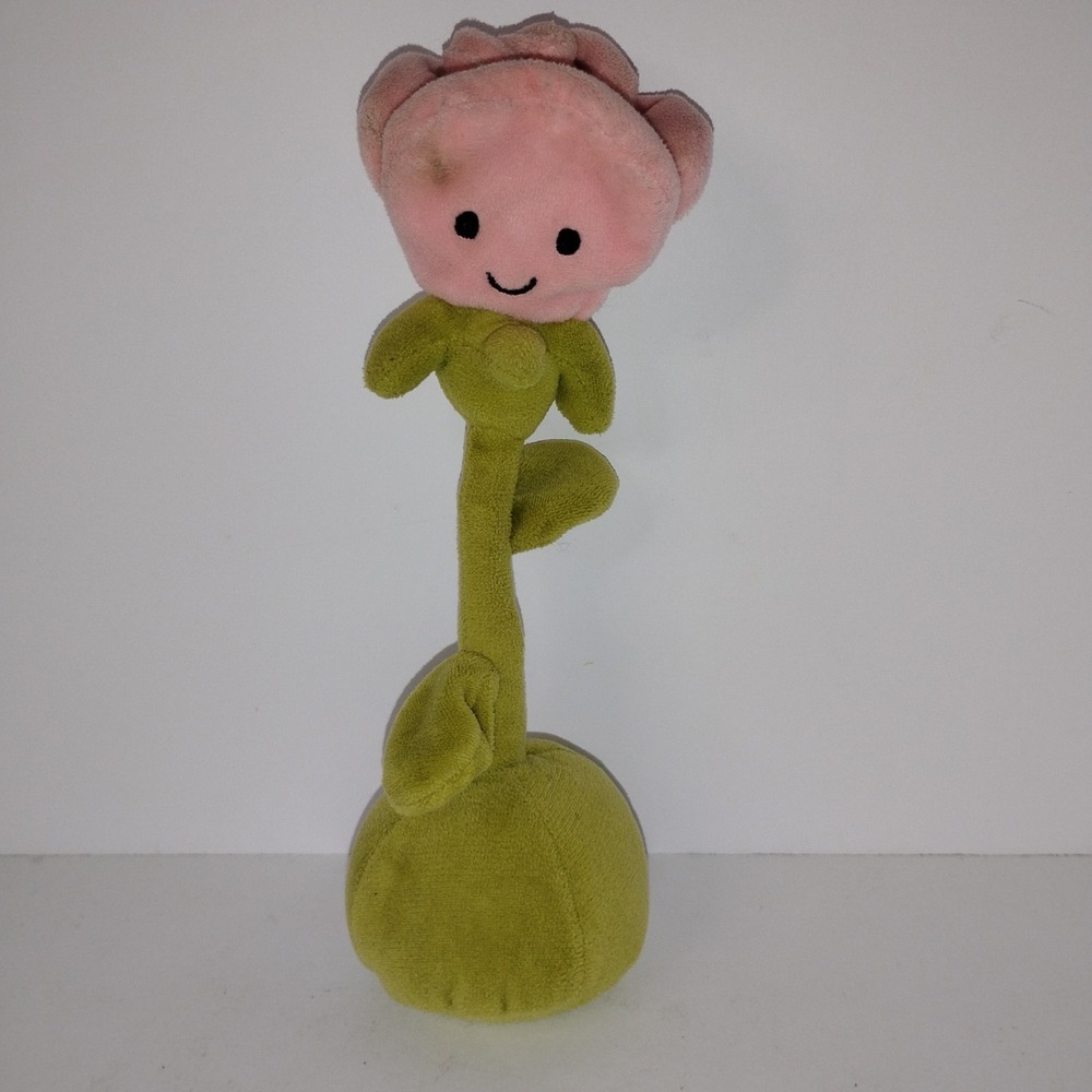 Jellycat ROSE FLOWERLETTE 8"  Pink Baby Rose Smiling Stuffed Toy - V
